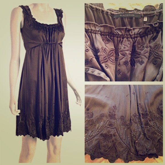 Elie Tahari Silk Embellished Embroidered Babydoll Slip Dress Xs Fairy Y2k
